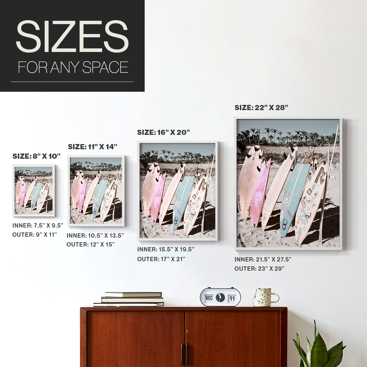 Wave Ready Framed Print in White Solid Wood 8 x 10 Framed Print