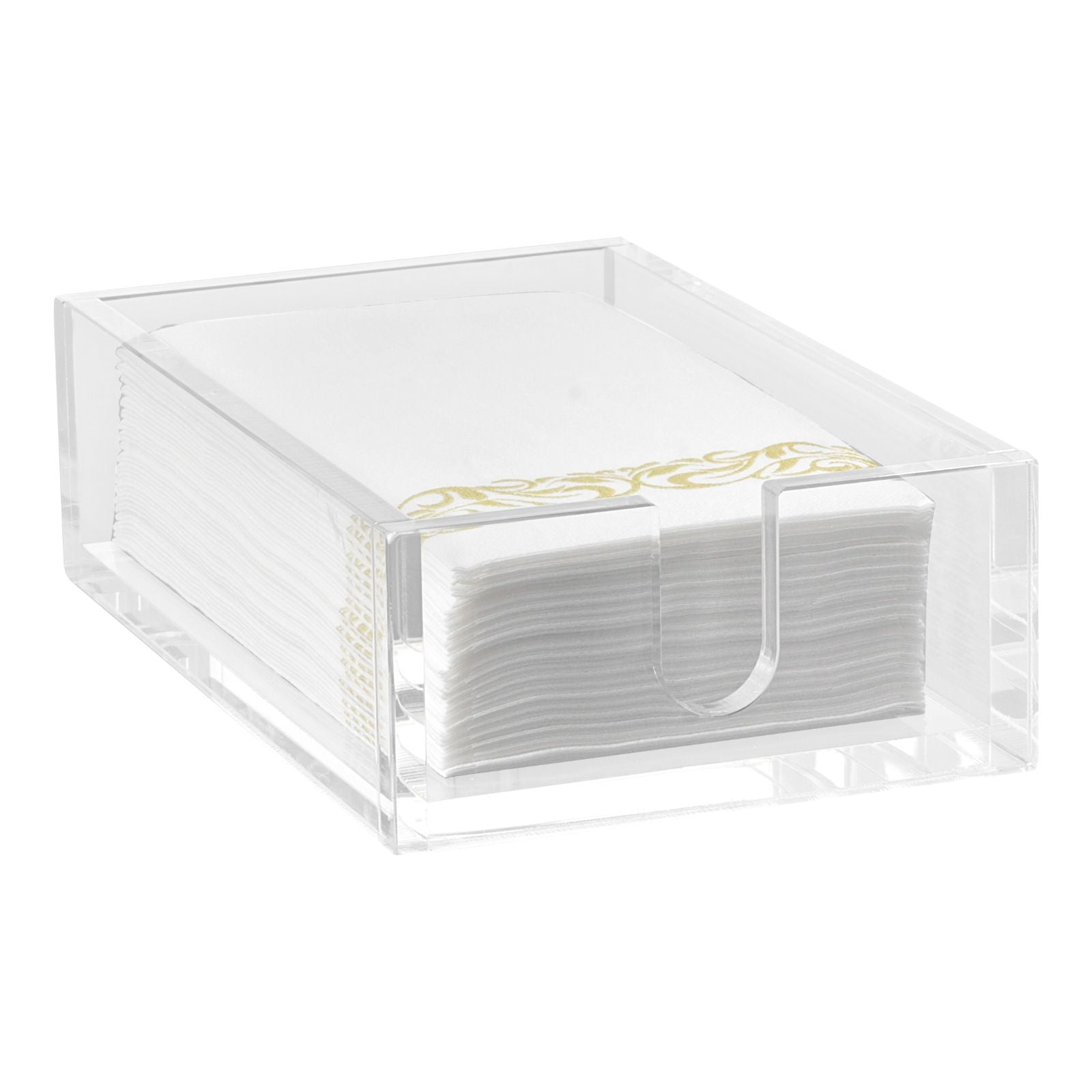 Acrylic Napkin Holder, 0.37 Inch Thickened Clear Acrylic, Large U-Shaped Side Opening, Smooth Rounded Corners, 9.1x5.5x2.6 Inch, Versatile for Bathroom and Restaurant