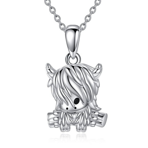 Highland Cow Necklace S925 Sterling Silver Highland Cow Pendant Necklace Scottish Jewelry for Women Gifts