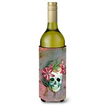 Carolines Treasures BB5125LITERK Day of the Dead Skull Flowers Wine Bottle Beverge Insulator Hugger  Wine Bottle