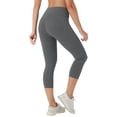 thumbnail image 4 of Lumtrix High Waisted Capri Leggings for Women Tummy Control Soft Yoga Pants Gym Workout Running Leggings with Pockets Gray XS, 4 of 6