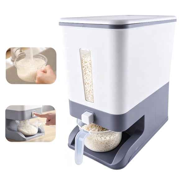 Topsome Rice Dispenser, 22 Lbs Rice Storage Container with Measuring Cup and Lid, Airtight Food Storage Container for Kitchen Pantry Household Organization