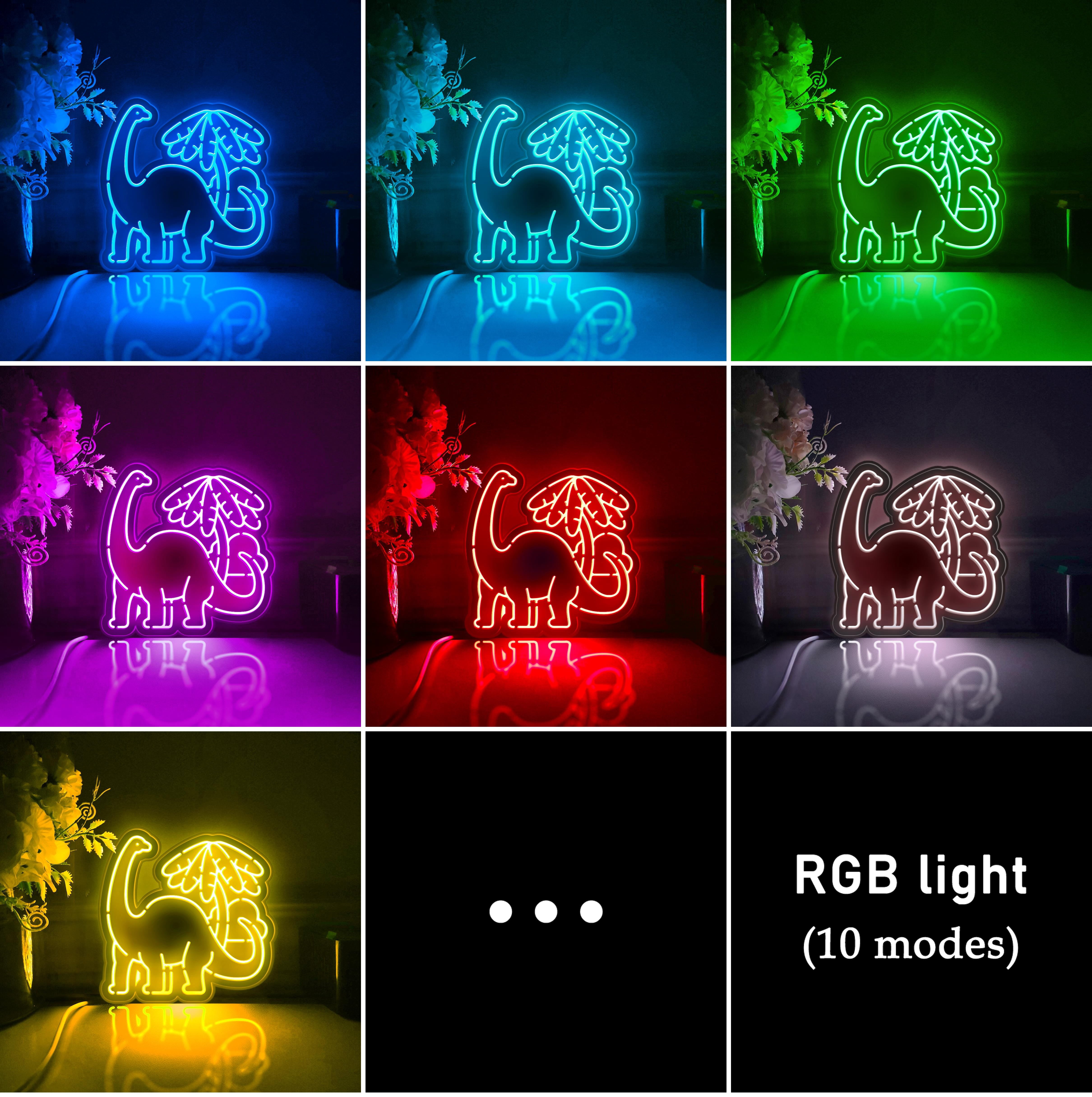 Dinosaur Led Light Box, Dimmable Neon-Like Light Signs USB Power for Wall Decor Bedroom Decoration, RGB Light (WxH) 16"x15"