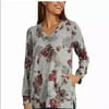 Ellen Tracy Womens Tunic Shirt (Romace Gray Floral, Medium)