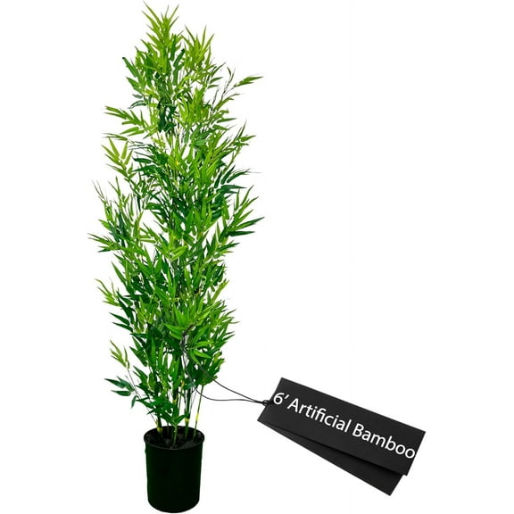 Cypress & Alabaster 6ft Artificial Bamboo , Handmade Designer Tree, Hypoallergenic, 6-Foot, Green