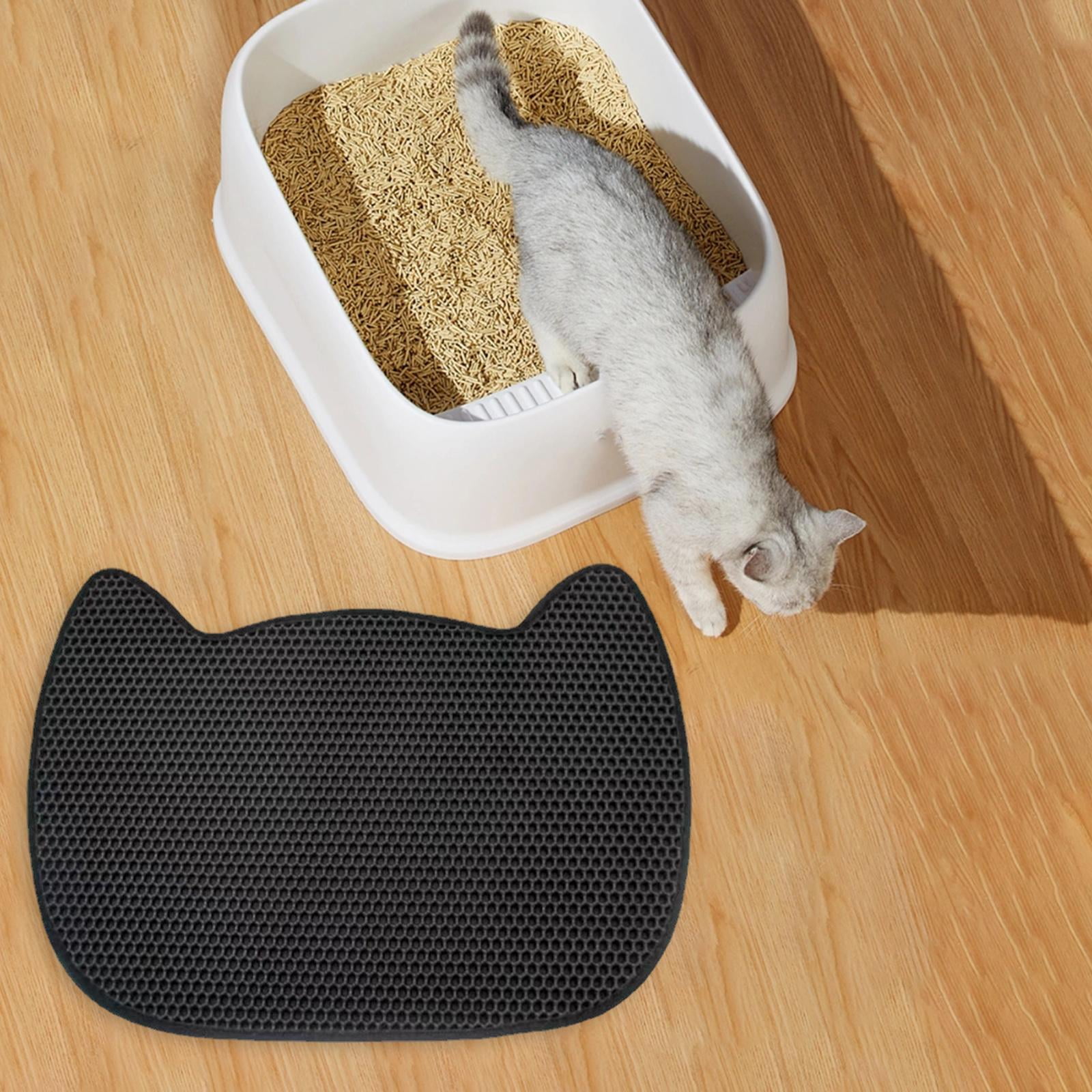 Bvdfgk Cat Litter Mat Double Layer Cat Litter Mat, Scratch Resistant, Large Scatter Cat Black