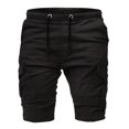 thumbnail image 5 of BiZtdJrK Slim Fit Cotton Shorts for Men Below Knee Drawstring Cargo Shorts Outdoor Jogger Hiking Shorts with Multi Pockets on sale prime Black XL, 5 of 6