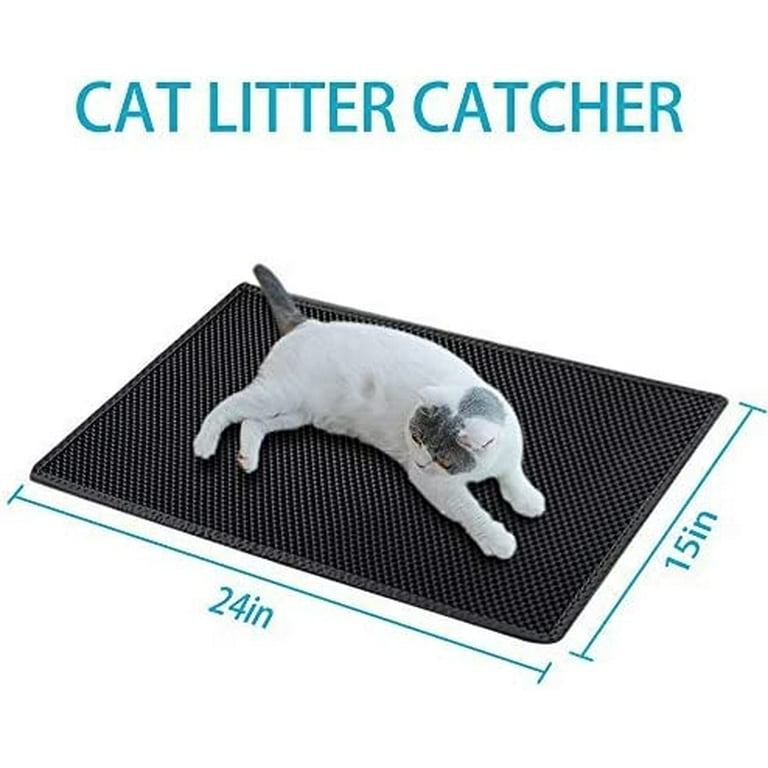  Waretary Cat Litter Mat, 24 X 15 Litter Trapping Mat, Double  Layer Honeycomb Litter Box Mat, Urine & Waterproof Kitty Litter Mat,  Scatter Control Easy Clean (Black) : Pet Supplies