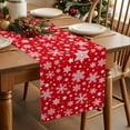 thumbnail image 2 of Burlap Table Runner 120 Inches Long,Christmas Winter Snowflakes Non-Slip Kitchen Table Runners for Dining Room Everyday Use Party Table Decorations Red White, 2 of 9