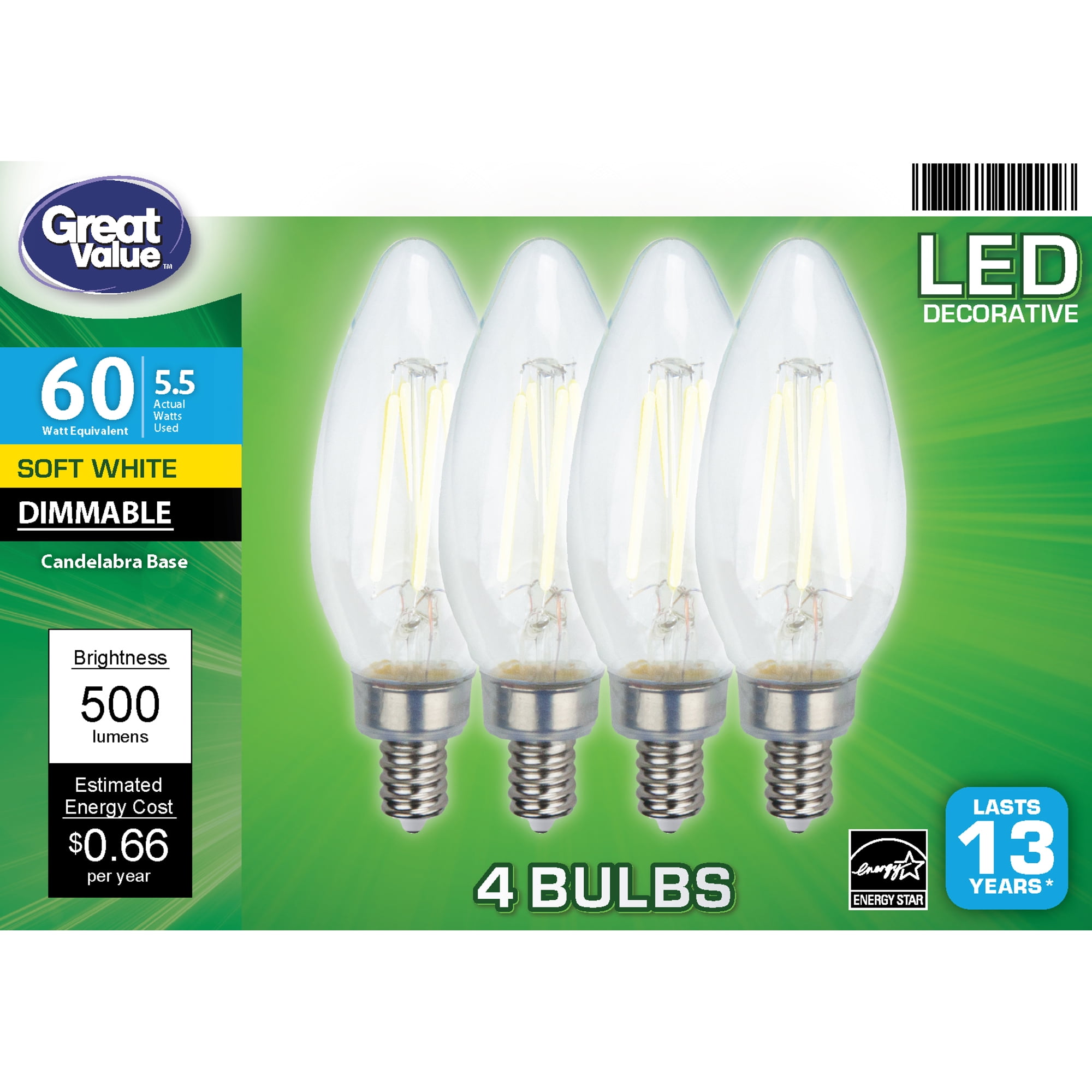 Great Value LED Light Bulb 5 5 Watts 60W Equivalent B10 Deco Lamp great-value-led-light-bulb-5-5-watts-60w-equivalent-b10-deco-lamp