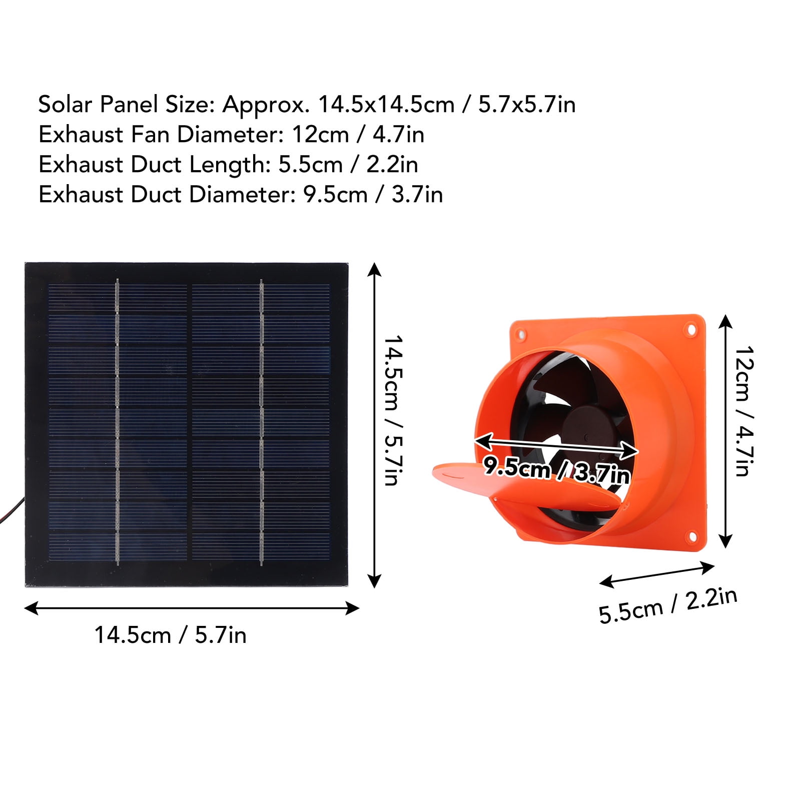 NFTIGB Solar Powered Exhaust Fan, 20W Monocrystalline Silicon Solar Panel Vent Fan Kit with Round Baffle, 4.7 inch / 12 cm Waterproof Ventilation Fan for Greenhouse RV Boat Chicken Coop Shed