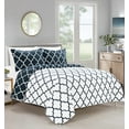 thumbnail image 2 of Mocassi All Season Comforter - Medium Weight & Super Soft - Quatrefoil Pattern Down Alternative, Reversible 3-Piece Set, King/California King, Navy/White, 2 of 5