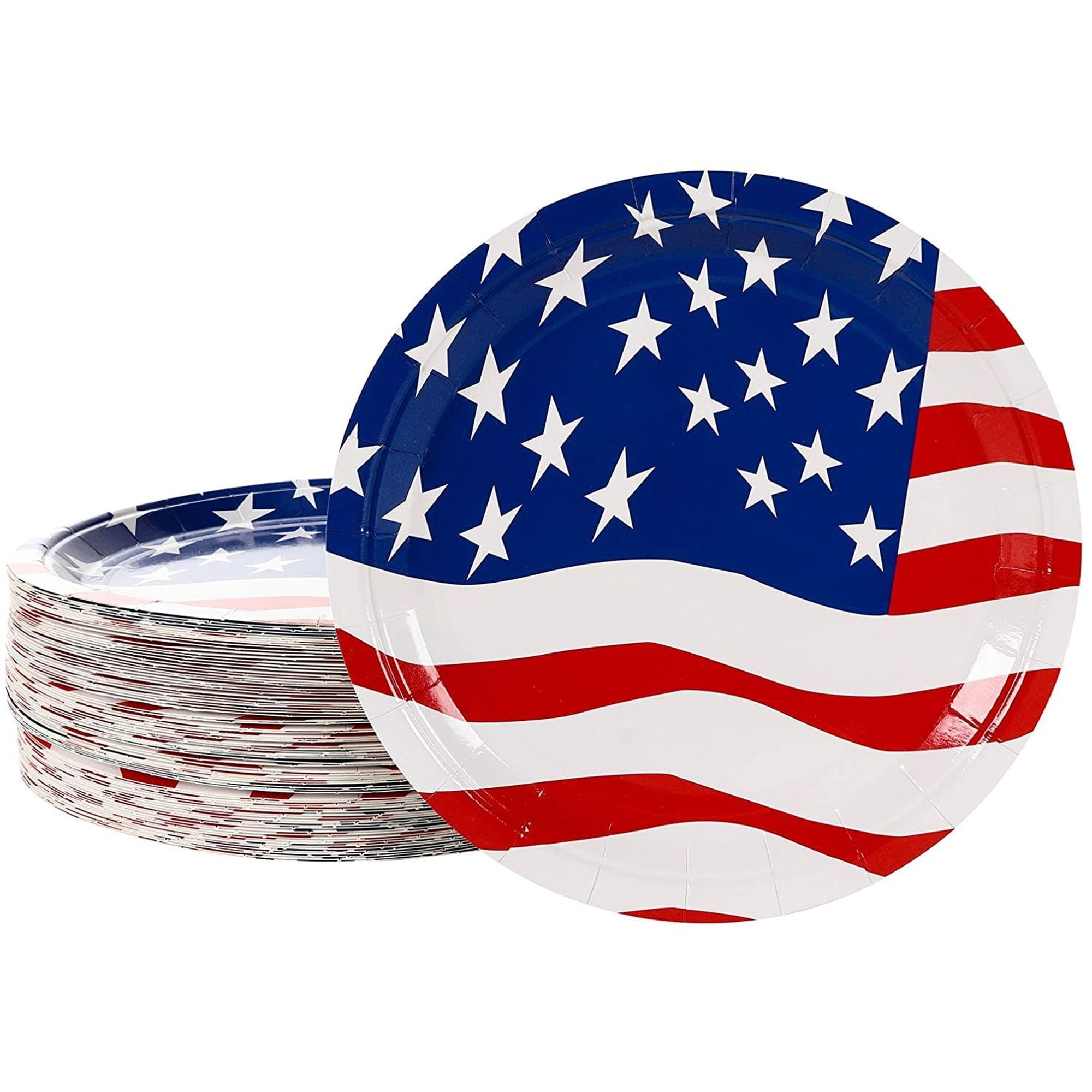 80Pack Patriotic Party Supplies, American Flag Disposable Paper Dinner