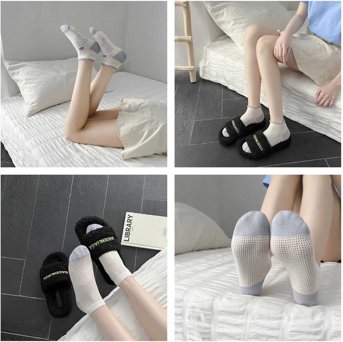 CoCozhu 5/10 Pairs Cute Flowers Patterned Design Combed Cotton Mesh Breathable Ankle Socks For Women Girls