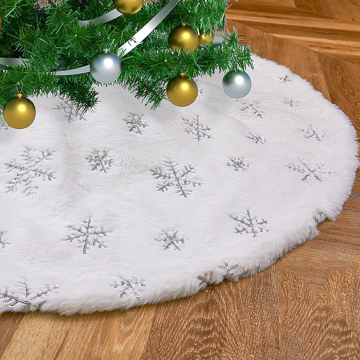 Fur Accents Shaggy Faux Fur Christmas Tree Skirt – Contemporary Holiday Decor – Made In USA