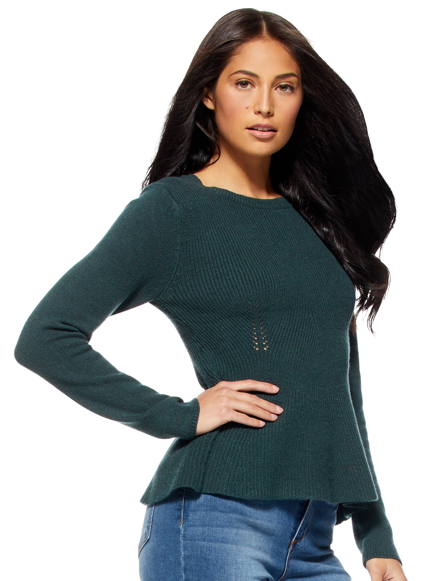 Sofia jeans by sofia vergara women's crewneck peplum sweater Clearance