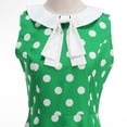thumbnail image 5 of YTCAMLO 50s Style Womens Midi Dress Classic Tie Neck Swing Dress Vintage Polka Dots A Line Dress Short Sleeve Party Cocktail Dresses, Green M, 5 of 5