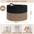 thumbnail image 3 of UniMall Large Storage Baskets for Organizing, 21.7 x 13.8 Blanket Basket Living Room Dog Toy Bin, Woven Laundry Basket for Dirty Clothes, Pillows, Towel, 90L Mix Black, 3 of 14