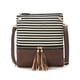 thumbnail image 1 of Bolso bandolera de PU con costuras a rayas blancas y negras Café, 1 of 5