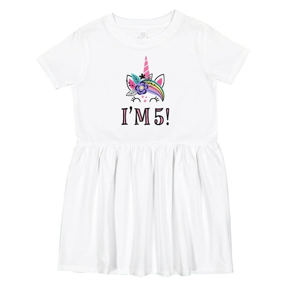 Inktastic 5th Birthday Unicorn Party 5 Year Old Girl Girls Toddler Dress