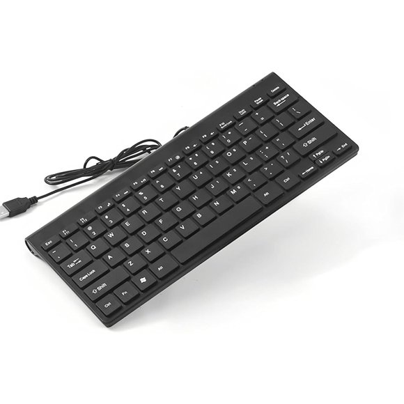 shiyou-Ultra-Thin Small USB Wired Keyboard with Multi Shortcut Keys, Portable Compact Silent Mini Keyboard for Laptop Mac PC Computer Smart TV, Compatible with Android/Mac OS/Windows System (Black)