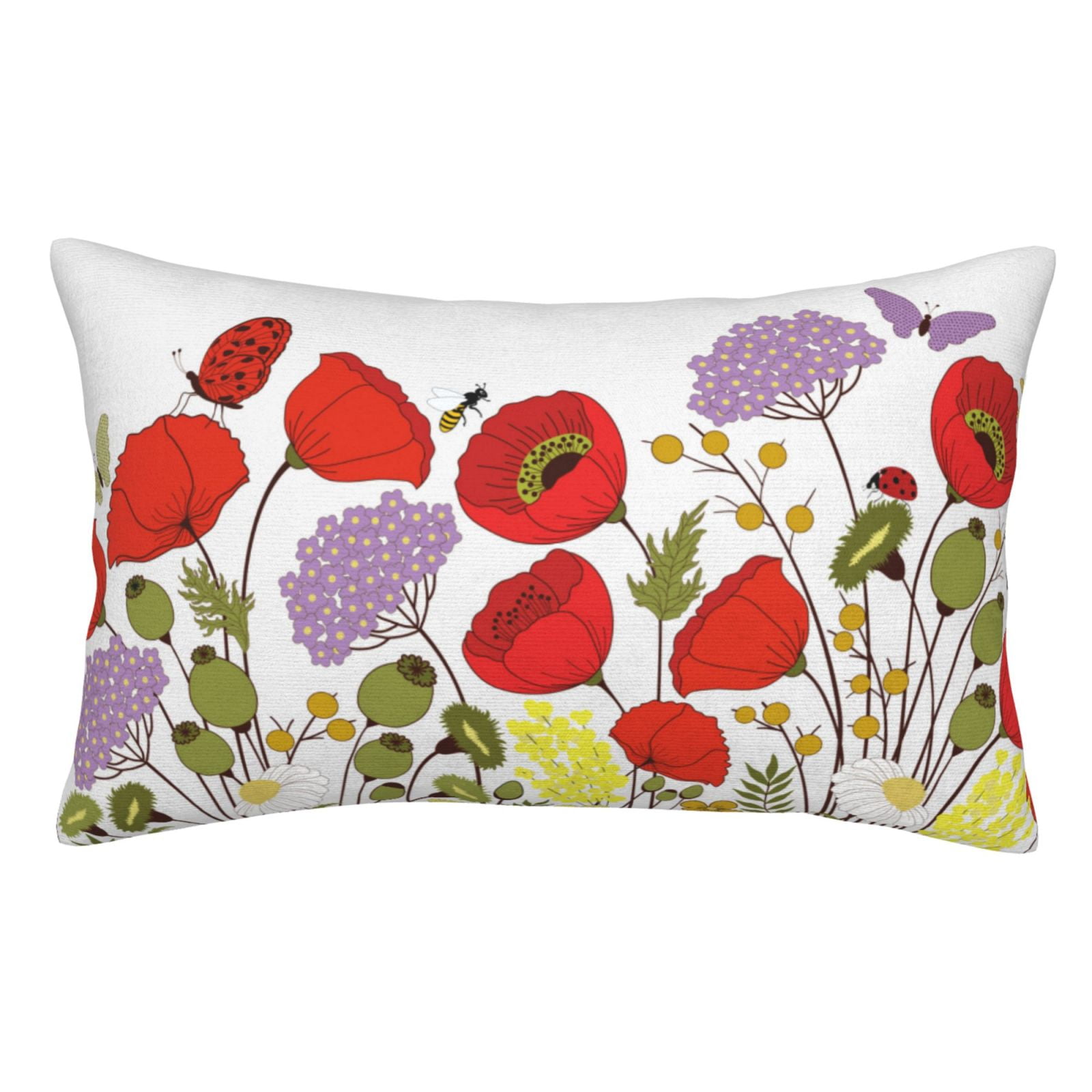 Eflxamz Cushion Cover Case Flowers and Butterflies Throw Pillow Case