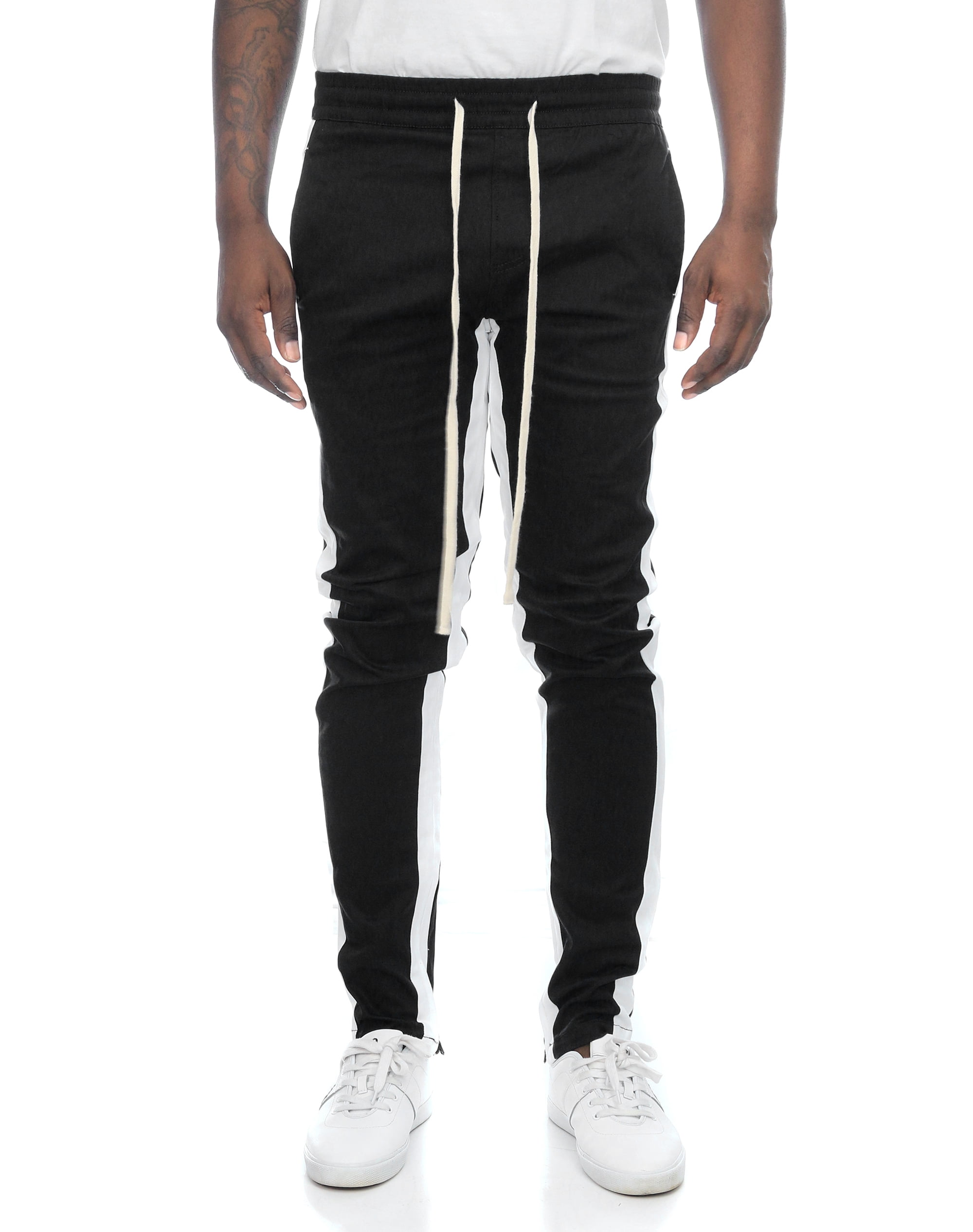 black pants with white stripes mens