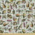 thumbnail image 2 of Ice Cream Fabric by the Yard, Colorful Desserts in Waffle Cones Cupcakes Cherry Chocolate Flavours Graphic, Upholstery Fabric for Dining Chairs Home Decor Accents, Brown Pale Rose by Ambesonne, 2 of 5