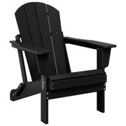 FADINGFREE Outdoor Folding Adirondack Chair, All-Weather & Space-Saving HDPE Chair for Patio, Poolside, Deck & Graden, Black