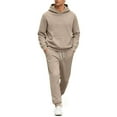 thumbnail image 2 of Dwelliawo Sweatsuits for Men 2 Piece Heavyweight Solid Color Casual Pullover Hoodies Joggers Athletic Pant Set Relaxed Fit Fall Winter Suit with Pockets Khaki 2XL, 2 of 5