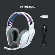 Logitech G733 LIGHTSPEED Wireless Gaming Headset with suspension headband, LIGHTSYNC RGB, Blue VO!CE mic technology and PRO-G audio drivers, White