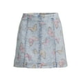 thumbnail image 3 of No Boundaries Juniors Seamed A-Line Mini Denim Skirt, Sizes XS-XXXL, 3 of 6