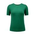 thumbnail image 4 of Womens Summer Tops Women's Round Neck Short Sleeved Loose T Shirt with A Knit Bottom Short Top Shirts for Women, 4 of 6