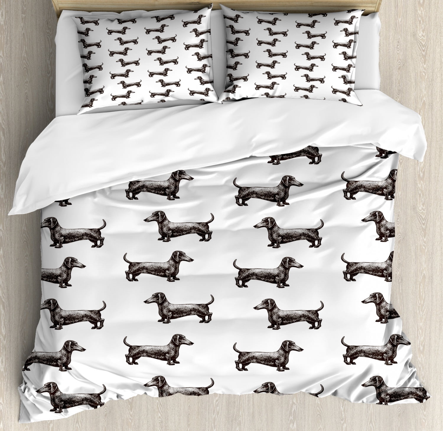 Duvet Cover Fully Reversible Quilt Cover & Pillowcase Bed Set Sausage Dog Animal 