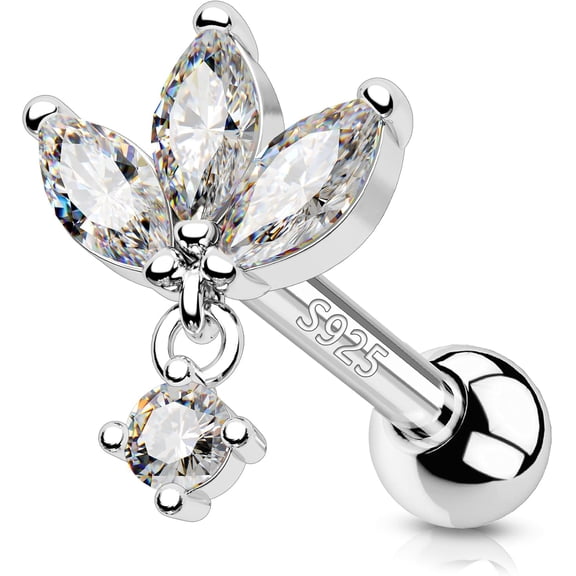 925 Genuine Sterling Silver Helix Earrings 18g Dangle Cartilage Earrings Tragus Stud Forward Helix Conch Piercing Jewelry for Women[o416]