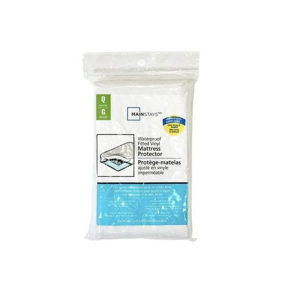 Mainstays Fitted Vinyl Mattress Protector -Twin Size, Double Size, Queen Size
