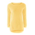thumbnail image 3 of MRULIC Sweater for women Womens Casual O-neck Solid Long Sleeve Jumper Sweaters Blouse Tops Women's Pullover Sweater Yellow + XXL, 3 of 6