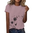 thumbnail image 2 of WCJM Women Short Sleeve Workout Shirts Open Back Tops Casual Yoga Y2K Athle Women's Short Sleeve T-Shirt Women's Spring Round Neck Dandelion Printed Loose Casual Short Sleeved T Shirt, 2 of 5
