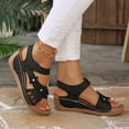 thumbnail image 5 of Rokment Women's Orthopedic Platform Wedge Walking Sandals with Arch Support Boho Beach Trendy Casual Flower Orthotic Chunky High Heels Dress Summer Shoes for Vacation Black Size 6, 5 of 8