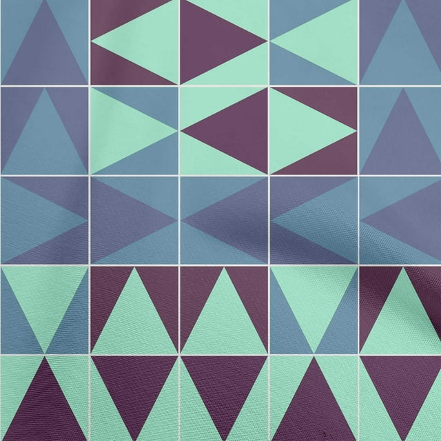oneOone Polyester Spandex Turquoise Blue Fabric Geometric Sewing Material Print Fabric By The Yard 56 Inch Wide