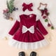thumbnail image 2 of Vestido Para Niñas, Ropa Para Niñas Pequeñas, Encaje Empalme, Color Sólido, Encaje De Terciopelo De Un Solo Lado, Manga Larga, Vestido Fruncido Borgoña Odeerbi LM103-6850, 2 of 9