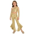 thumbnail image 4 of YiZYiF Girls Sequin Tassel Crop Top and Metallic Flared Pants Shiny Rave Party Shows Jazz Disco Dance Outfit Set Gold 6, 4 of 7