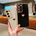 thumbnail image 6 of Samsung Galaxy S21 FE 5g 6.4" Phone Case Luxury Electroplate Cute Side Love Heart Pattern for Women Full Camera Protection Soft Silicone Anti-Fingerprint Shockproof Cover Bumper (Black), 6 of 12