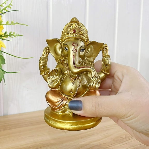 BangBangDa Hindu Lord Ganesha Statue - Indian Elephant God Murti Decor Hand Painting Figurines Idol Wedding Return Gifts Home Mandir Pooja Item Altar Yoga Room Decor