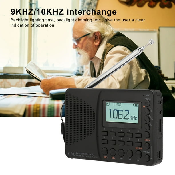 Radio Tarjeta De Memoria Portátil Radio FM De 3,5 Mm Pantalla Digital Carga USB Reproductor De Música Para Personas Mayores
