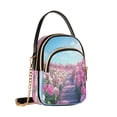 thumbnail image 2 of YAZAOO Cross Body Fashion Shoulder Waist Purse Bags Blooming Pink Rose Garden Pocket Handbags, 2 of 7