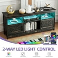 thumbnail image 3 of Uforic Farmhouse-Inspired TV Stand with Power Outlet, LED-Lit Media Console, Simplistic TV Cabinet for Living Room or Bedroom, Dark Rustic Oak, 59 Inch, 3 of 7