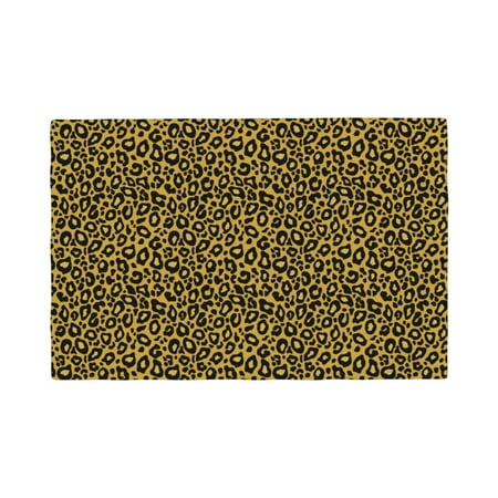 

Table Placemats Set of 4 - gold black Leopard trendy 12x18 In Faux Linen Double Heat Resistant Place Mats Cloth Indoor/Outdoor Placemats Washable Table Mats for Dining Kitchen Party