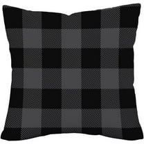 Black Grey Buffalo Check Plaids Pillow Covers 18x18 Inch Merry Christmas Farmhouse Decorations Throw Pillow Cases Double Sided Super Soft Square Cushion Cover for Home Car Bed Sofa Couch