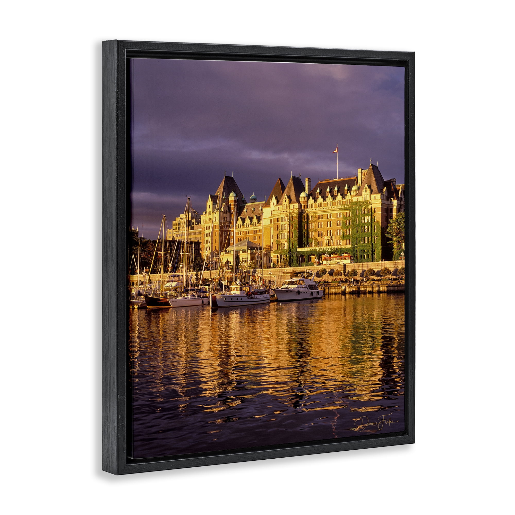 Stupell Industries City Boat Harbor Town & City Photography Black Floater Framed Art Print Wall Art, 17 x 21